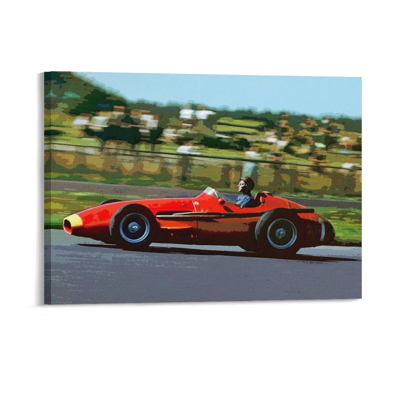 Juan Manuel Fangio Racing His  - Art Print Framed reseña y precio