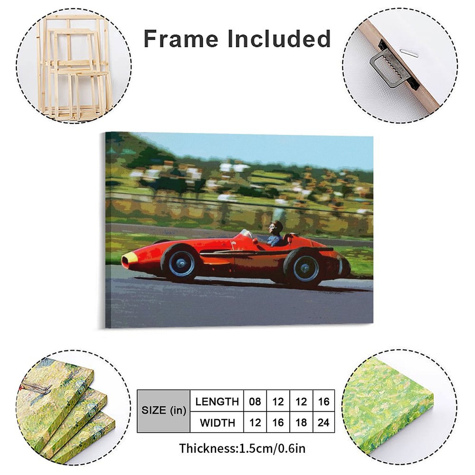 Juan Manuel Fangio Racing His  - Art Print Framed reseña y precio