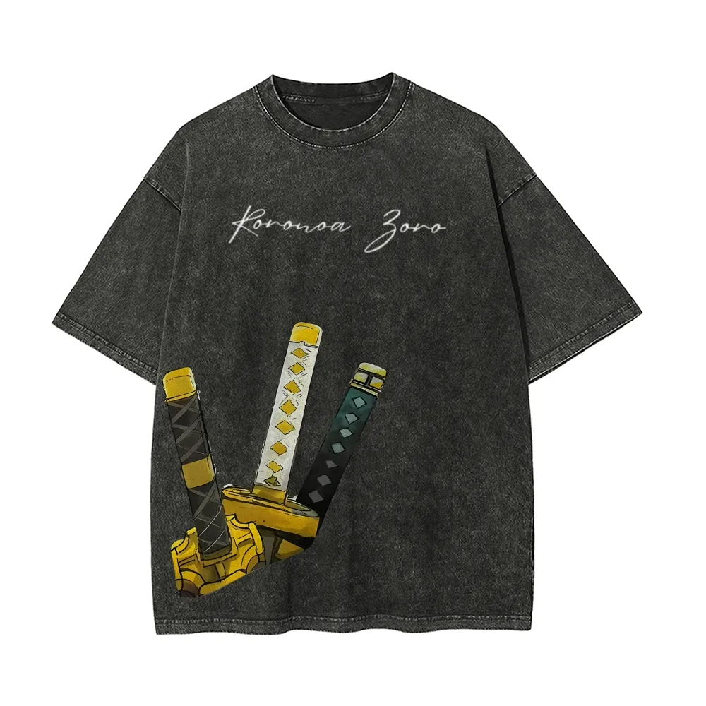 Camiseta lavada Vintage de ONE - Zoro Anime Merchandise reseña y precio