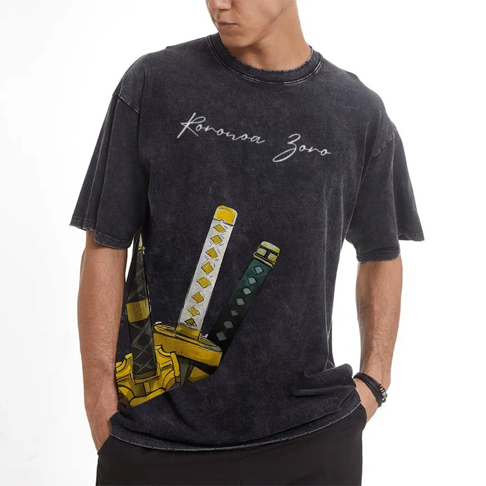 Camiseta lavada Vintage de ONE - Zoro Anime Merchandise reseña y precio